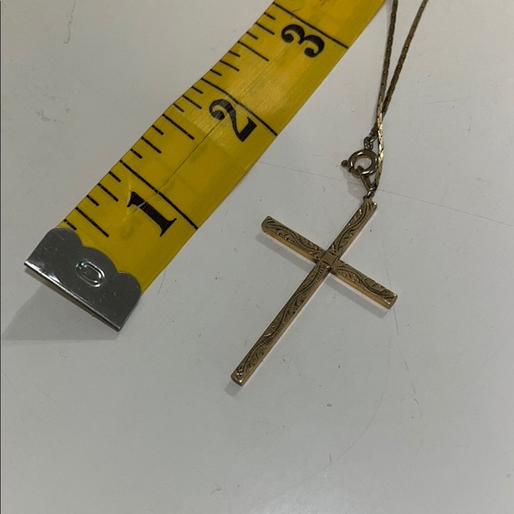 Gold Cross Pendant Necklace /gf as is seen in third photo. This us beautiful! - Picture 1 of 3